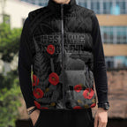 Personalised New Zealand ANZAC Day Sleeveless Puffer Jacket Lest We Forget Soldier Memorial