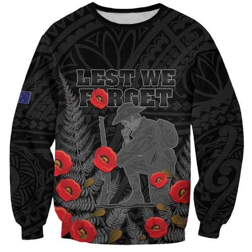 Personalised New Zealand ANZAC Day Sweatshirt Lest We Forget Soldier Memorial