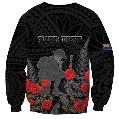 Personalised New Zealand ANZAC Day Sweatshirt Lest We Forget Soldier Memorial