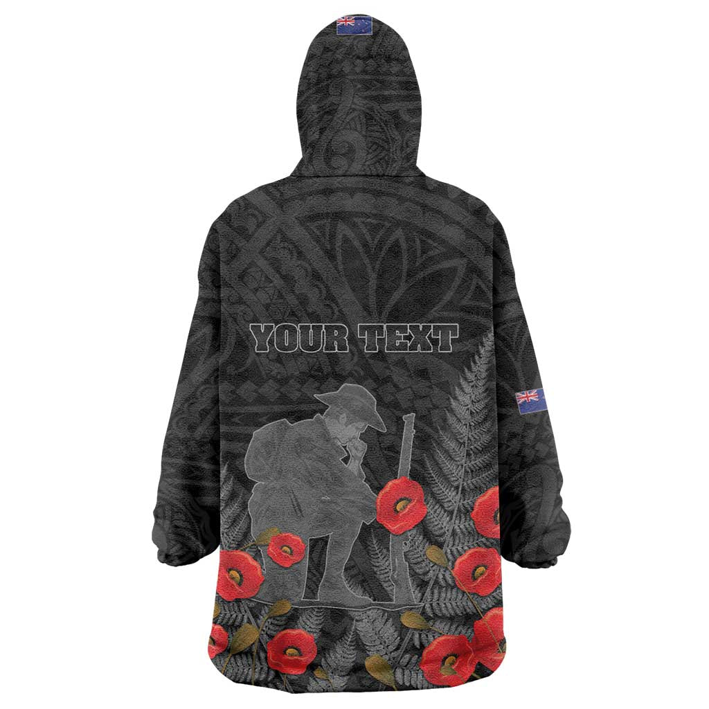 Personalised New Zealand ANZAC Day Wearable Blanket Hoodie Lest We Forget Soldier Memorial