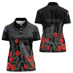 Personalised New Zealand ANZAC Day Women Polo Shirt Lest We Forget Soldier Memorial