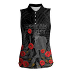 Personalised New Zealand ANZAC Day Women Sleeveless Polo Shirt Lest We Forget Soldier Memorial