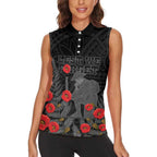 Personalised New Zealand ANZAC Day Women Sleeveless Polo Shirt Lest We Forget Soldier Memorial