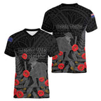 Personalised New Zealand ANZAC Day Women V-Neck T-Shirt Lest We Forget Soldier Memorial