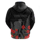Personalised New Zealand ANZAC Day Zip Hoodie Lest We Forget Soldier Memorial
