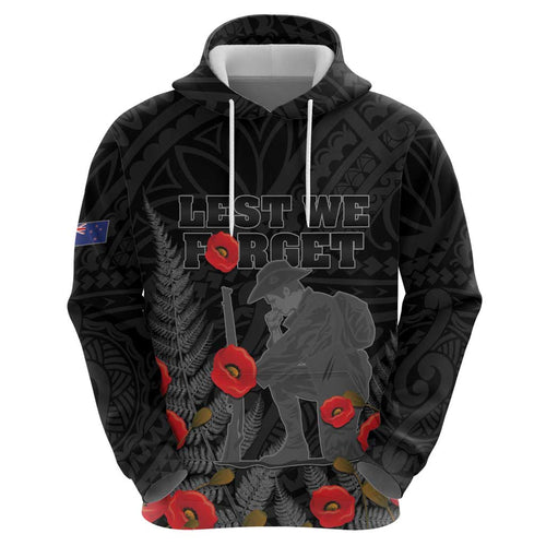 Personalised New Zealand ANZAC Day Zip Hoodie Lest We Forget Soldier Memorial