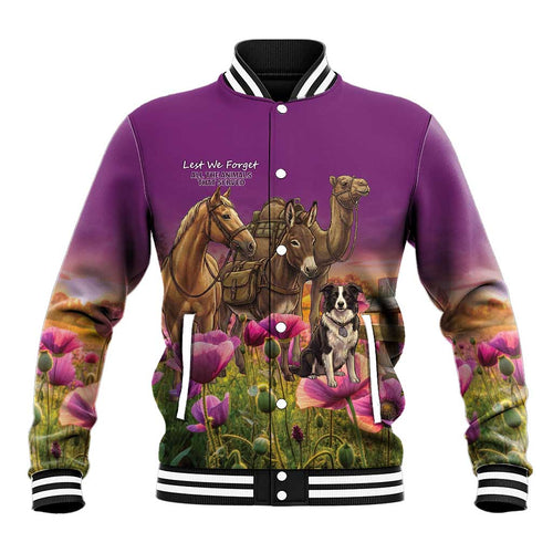 ANZAC Day Baseball Jacket Lest We Forget The Animals Of War
