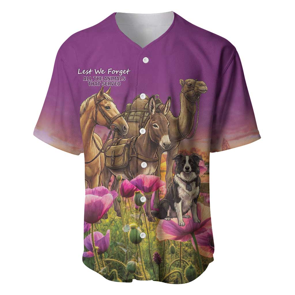 ANZAC Day Baseball Jersey Lest We Forget The Animals Of War