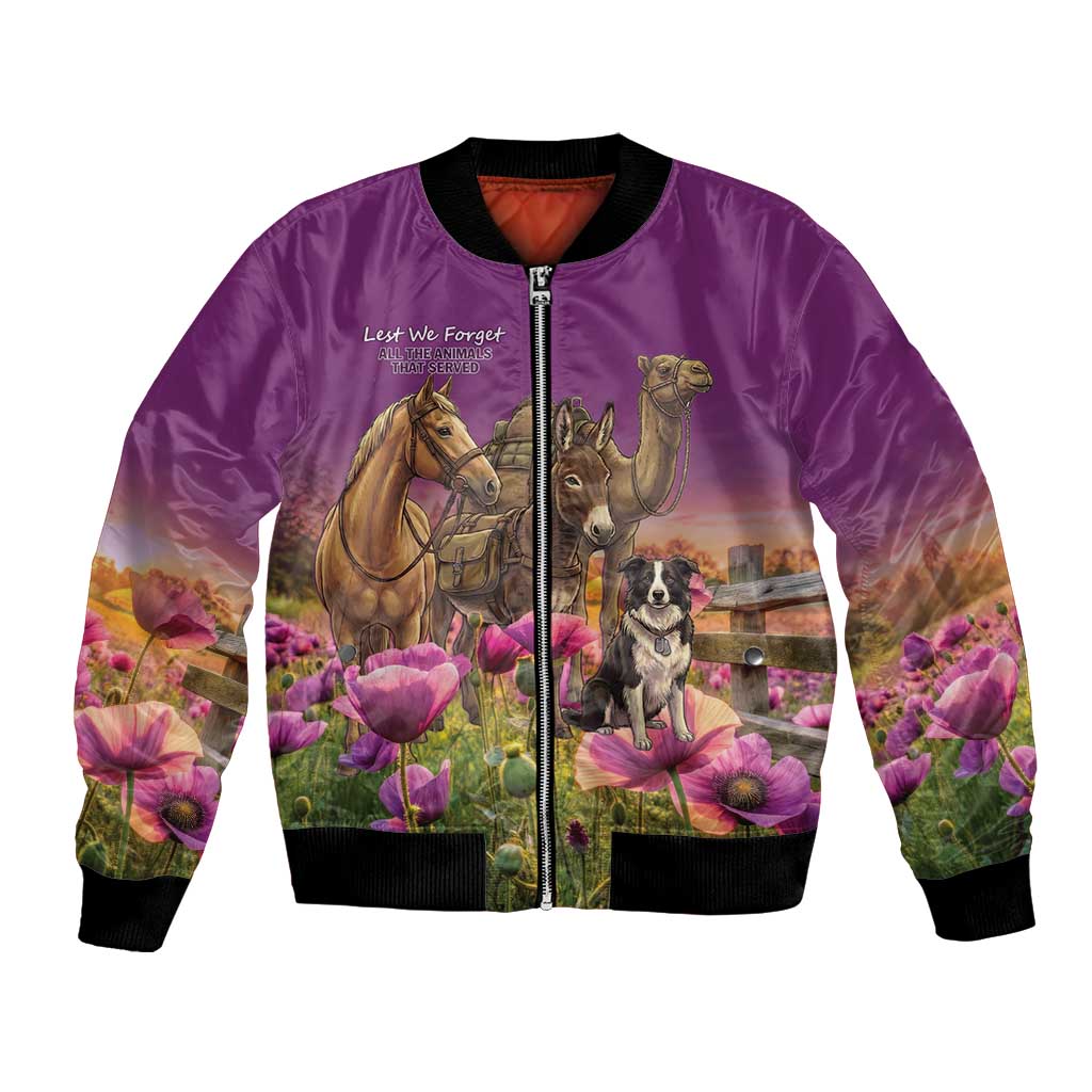 ANZAC Day Bomber Jacket Lest We Forget The Animals Of War
