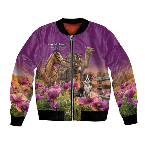 ANZAC Day Bomber Jacket Lest We Forget The Animals Of War