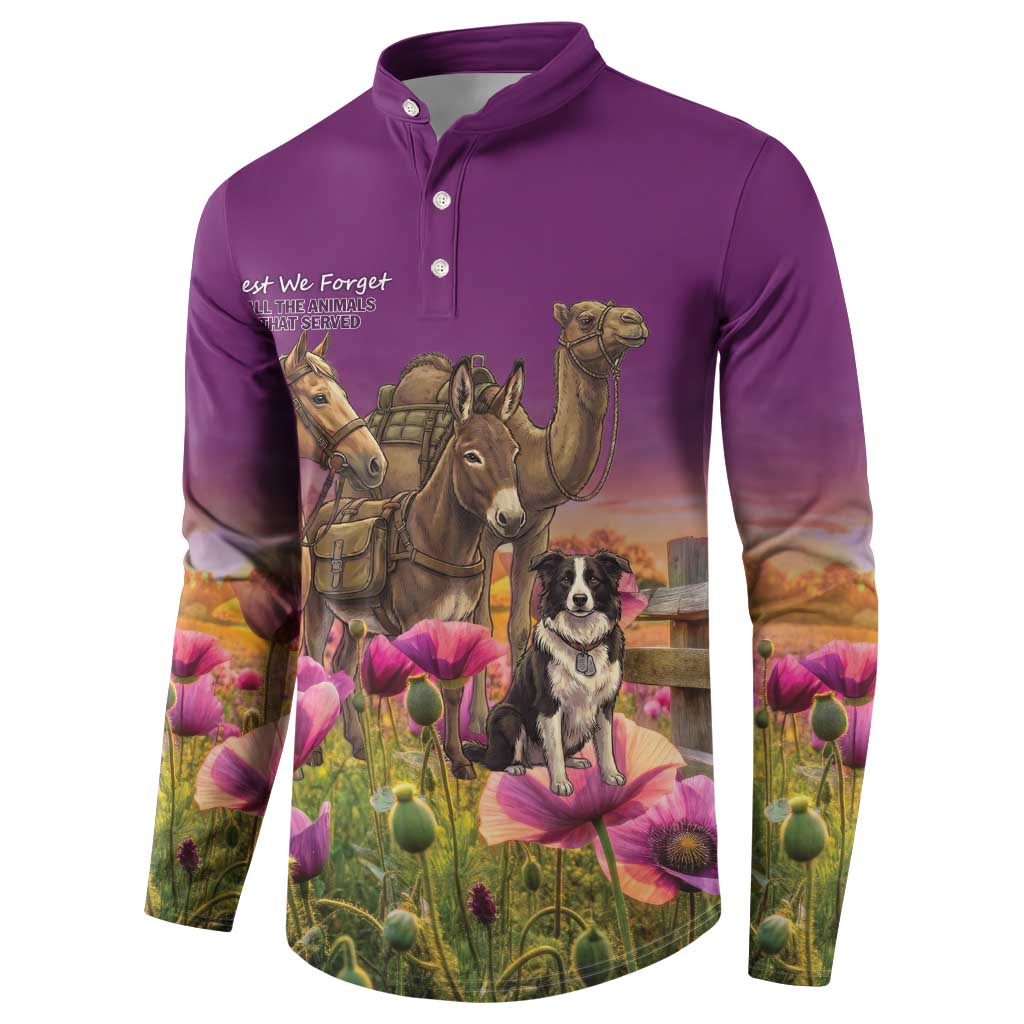 ANZAC Day Button Sweatshirt Lest We Forget The Animals Of War