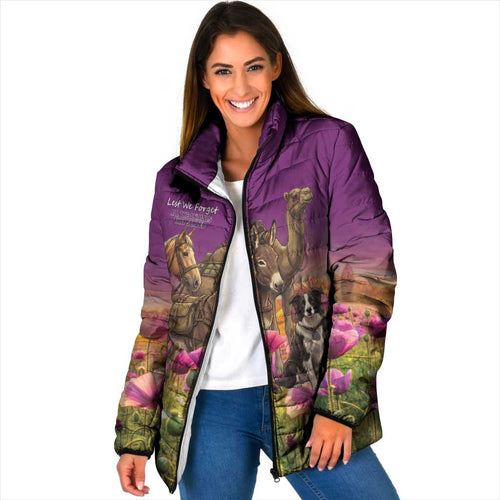 ANZAC Day Padded Jacket Lest We Forget The Animals Of War