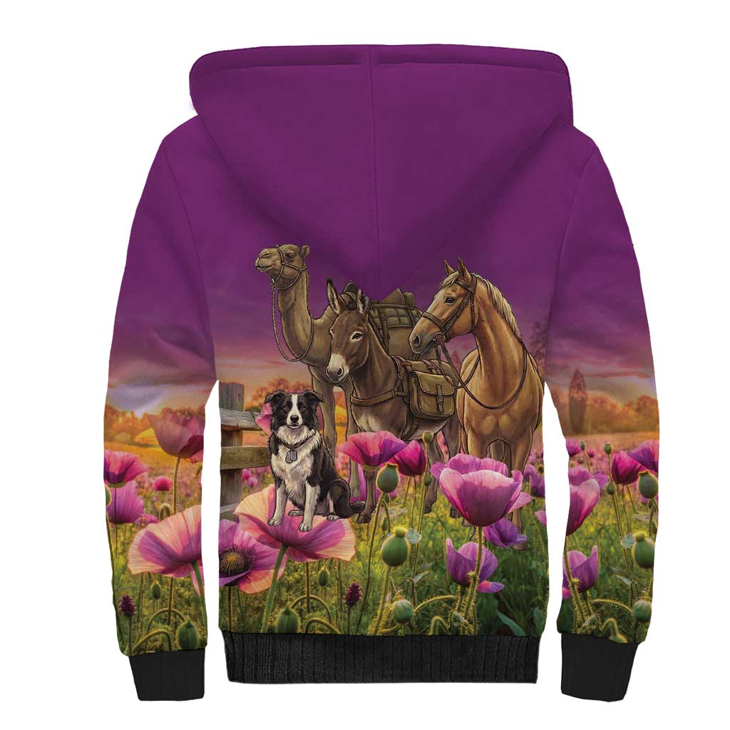 ANZAC Day Sherpa Hoodie Lest We Forget The Animals Of War