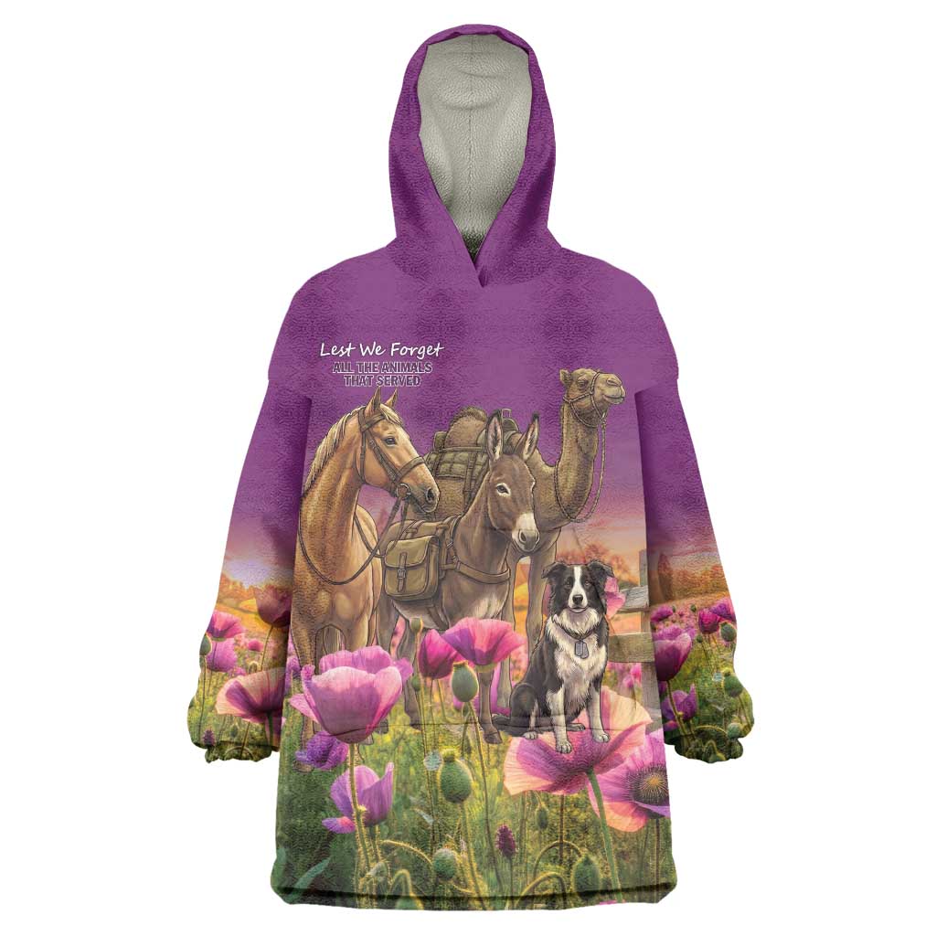 ANZAC Day Wearable Blanket Hoodie Lest We Forget The Animals Of War