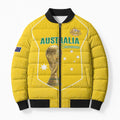 Custom Australia Soccer Bomber Puffer Jacket Aussie Aussie Oi Oi Oi