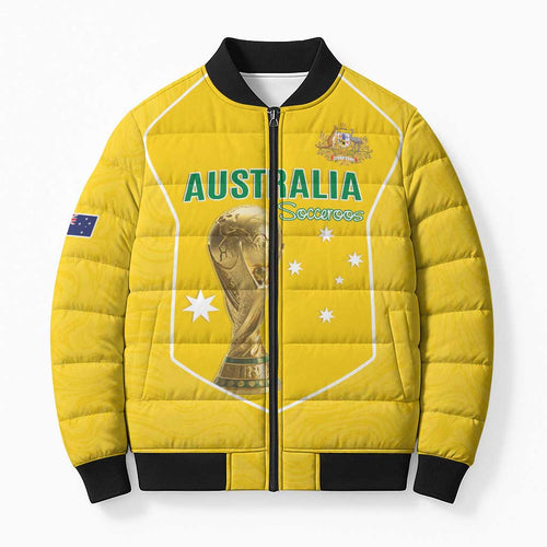 Custom Australia Soccer Bomber Puffer Jacket Aussie Aussie Oi Oi Oi