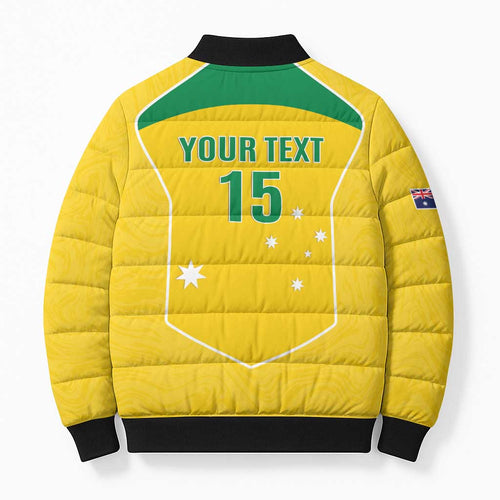 Custom Australia Soccer Bomber Puffer Jacket Aussie Aussie Oi Oi Oi