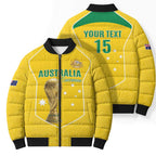 Custom Australia Soccer Bomber Puffer Jacket Aussie Aussie Oi Oi Oi