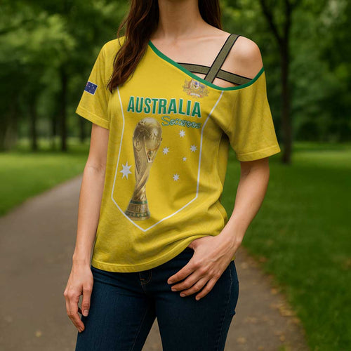 Custom Australia Soccer Cross Shoulder Shirt Aussie Aussie Oi Oi Oi