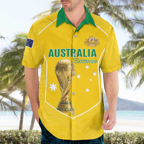 Custom Australia Soccer Hawaiian Shirt Aussie Aussie Oi Oi Oi