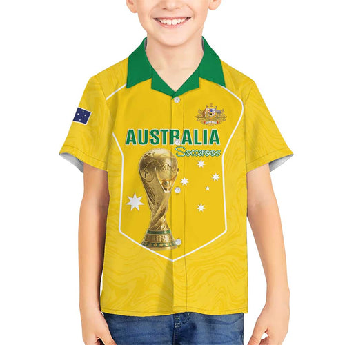 Custom Australia Soccer Kid Hawaiian Shirt Aussie Aussie Oi Oi Oi