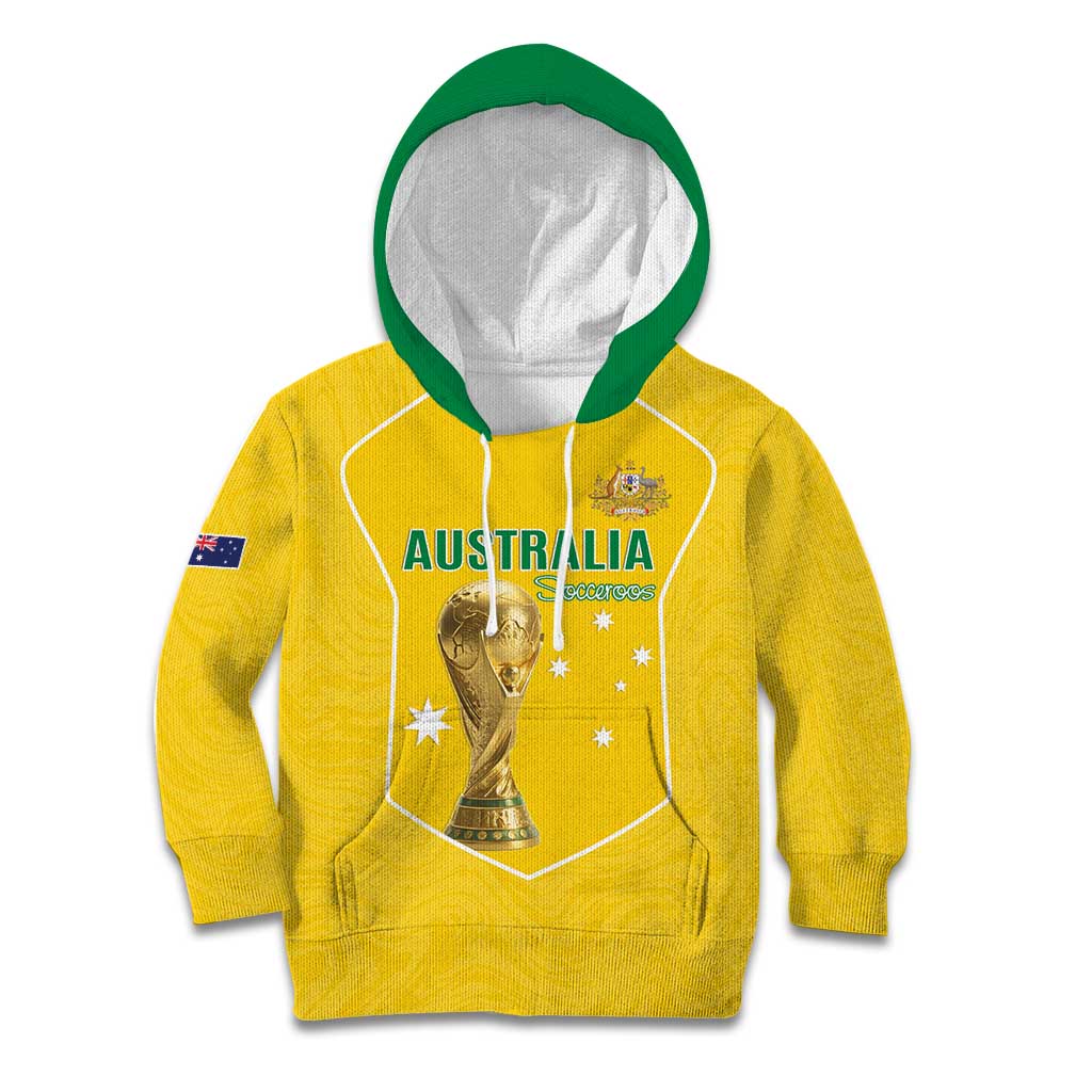 Custom Australia Soccer Kid Hoodie Aussie Aussie Oi Oi Oi