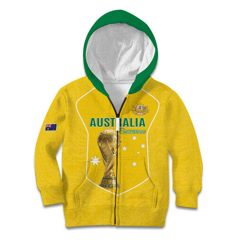 Custom Australia Soccer Kid Hoodie Aussie Aussie Oi Oi Oi