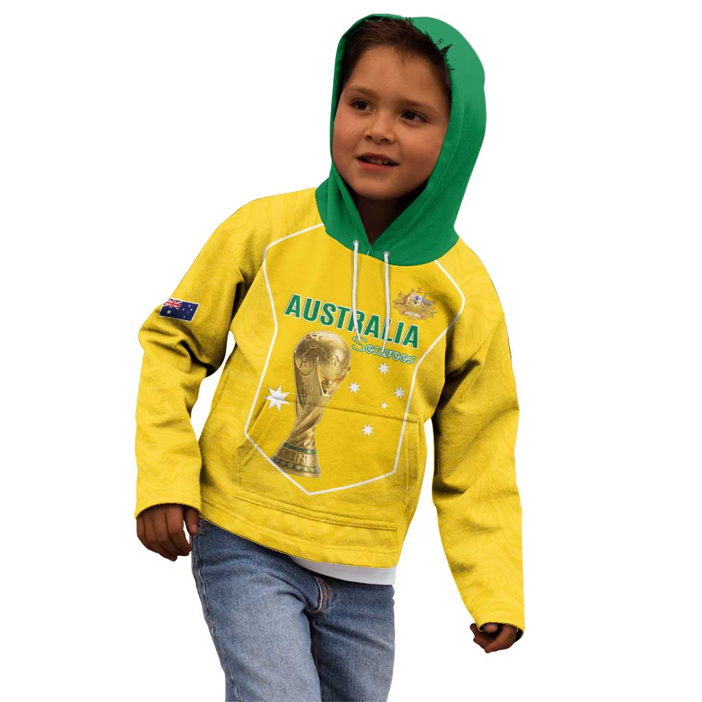 Custom Australia Soccer Kid Hoodie Aussie Aussie Oi Oi Oi
