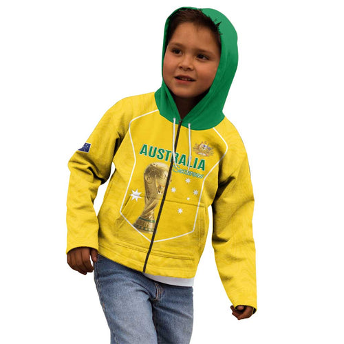 Custom Australia Soccer Kid Hoodie Aussie Aussie Oi Oi Oi