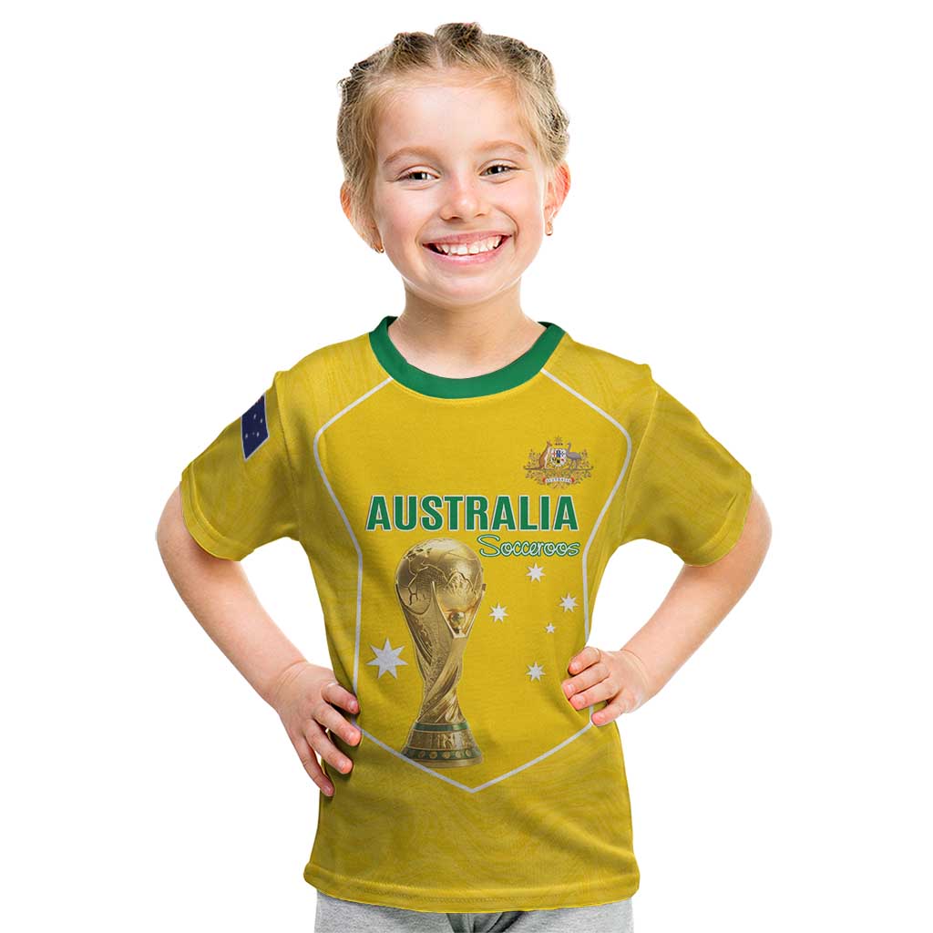 Custom Australia Soccer Kid T Shirt Aussie Aussie Oi Oi Oi