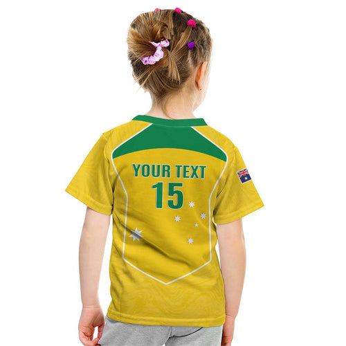 Custom Australia Soccer Kid T Shirt Aussie Aussie Oi Oi Oi