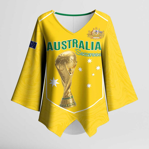 Custom Australia Soccer Kimono Sleeve Blouse Aussie Aussie Oi Oi Oi