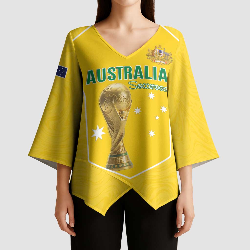 Custom Australia Soccer Kimono Sleeve Blouse Aussie Aussie Oi Oi Oi