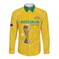 Custom Australia Soccer Long Sleeve Button Shirt Aussie Aussie Oi Oi Oi