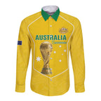 Custom Australia Soccer Long Sleeve Button Shirt Aussie Aussie Oi Oi Oi