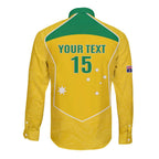 Custom Australia Soccer Long Sleeve Button Shirt Aussie Aussie Oi Oi Oi