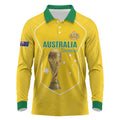 Custom Australia Soccer Long Sleeve Polo Shirt Aussie Aussie Oi Oi Oi
