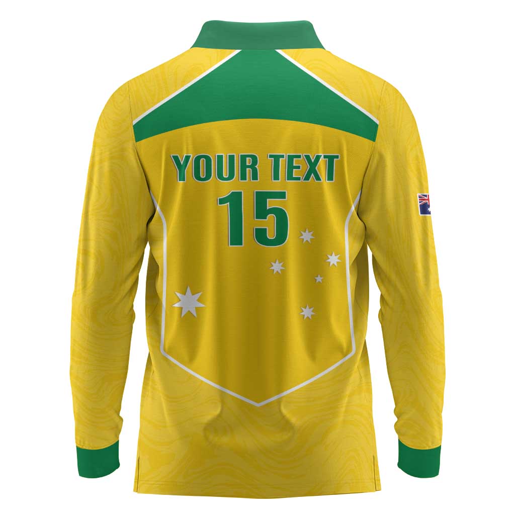 Custom Australia Soccer Long Sleeve Polo Shirt Aussie Aussie Oi Oi Oi