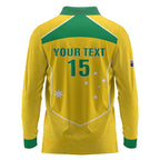 Custom Australia Soccer Long Sleeve Polo Shirt Aussie Aussie Oi Oi Oi
