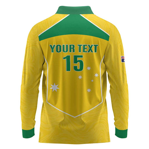 Custom Australia Soccer Long Sleeve Polo Shirt Aussie Aussie Oi Oi Oi