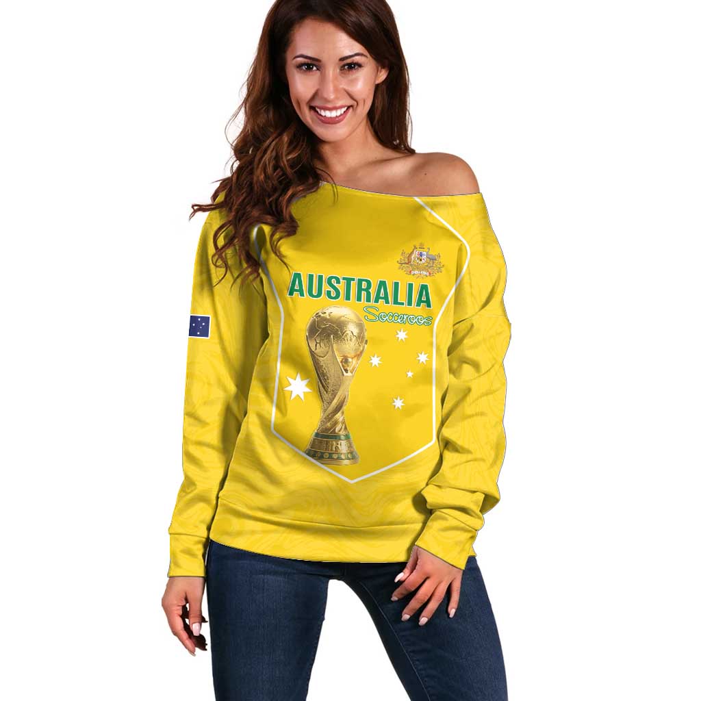 Custom Australia Soccer Off Shoulder Sweater Aussie Aussie Oi Oi Oi