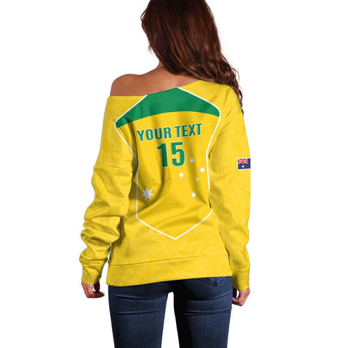 Custom Australia Soccer Off Shoulder Sweater Aussie Aussie Oi Oi Oi