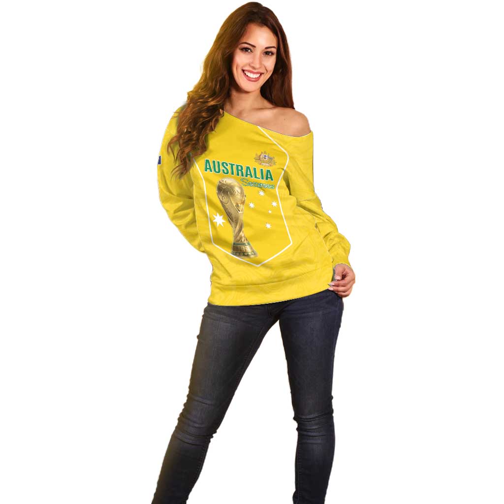 Custom Australia Soccer Off Shoulder Sweater Aussie Aussie Oi Oi Oi