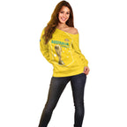 Custom Australia Soccer Off Shoulder Sweater Aussie Aussie Oi Oi Oi