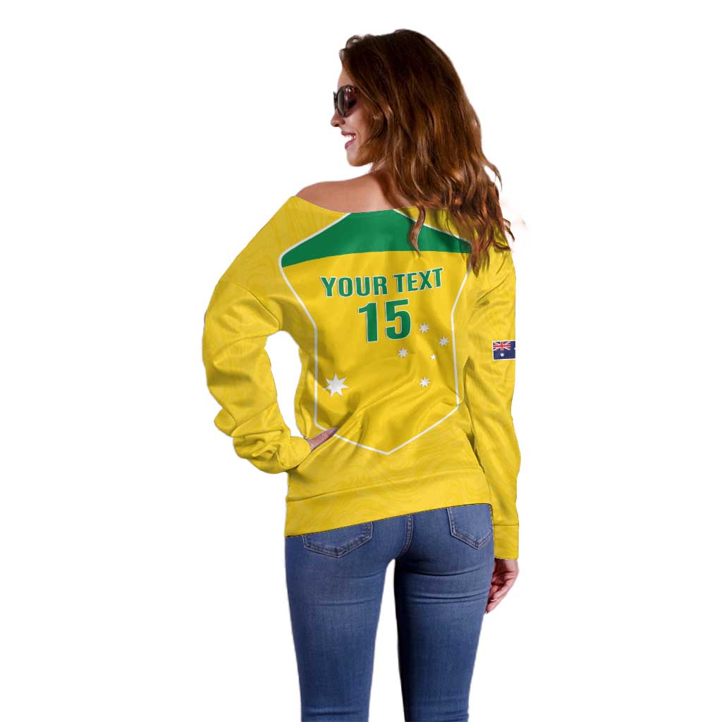 Custom Australia Soccer Off Shoulder Sweater Aussie Aussie Oi Oi Oi