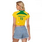 Custom Australia Soccer Raglan Cropped T Shirt Aussie Aussie Oi Oi Oi