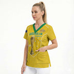 Custom Australia Soccer Scrub Top Aussie Aussie Oi Oi Oi