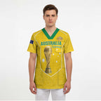 Custom Australia Soccer Scrub Top Aussie Aussie Oi Oi Oi