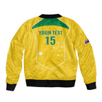 Custom Australia Soccer Sleeve Zip Bomber Jacket Aussie Aussie Oi Oi Oi