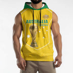 Custom Australia Soccer Sleeveless Hoodie Aussie Aussie Oi Oi Oi